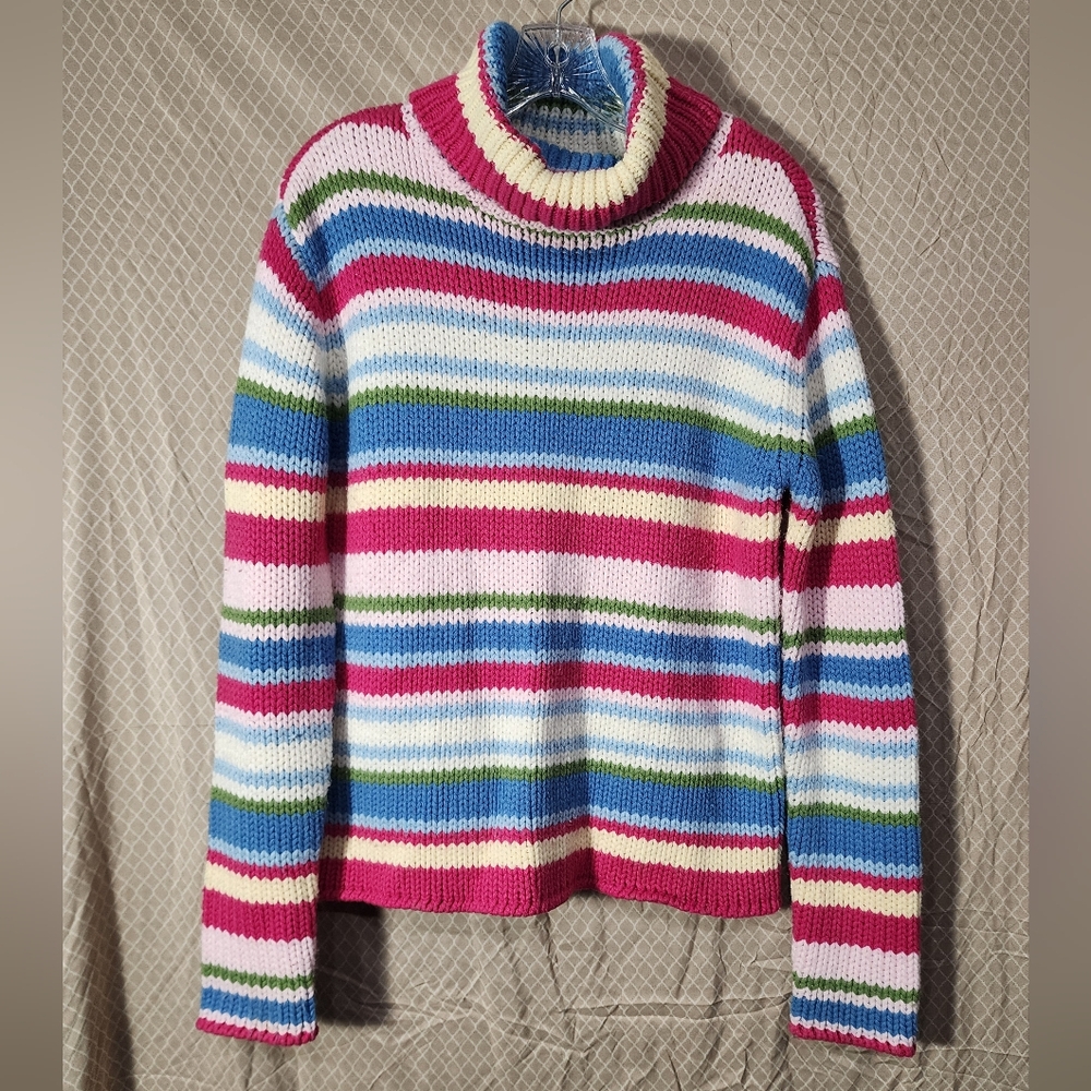 Aeropostale Striped Multicolor Turtleneck Sweater Women's Large Used